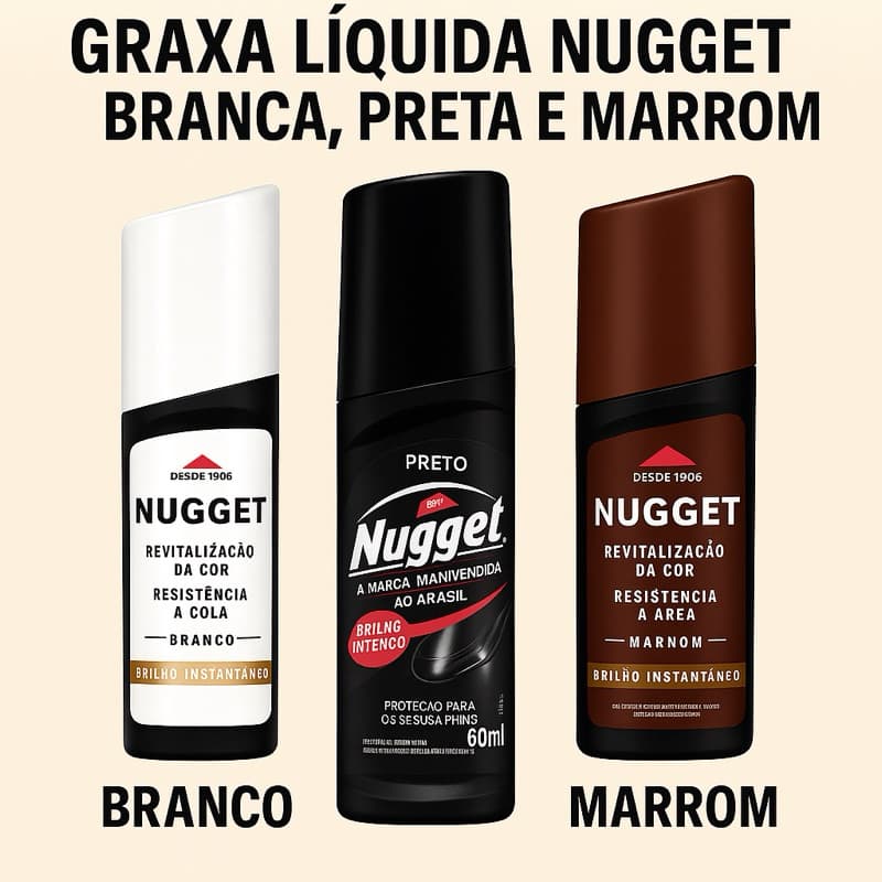 Graxa líquida nugget  branca , Preta , Marrom   revitalizante 60ml