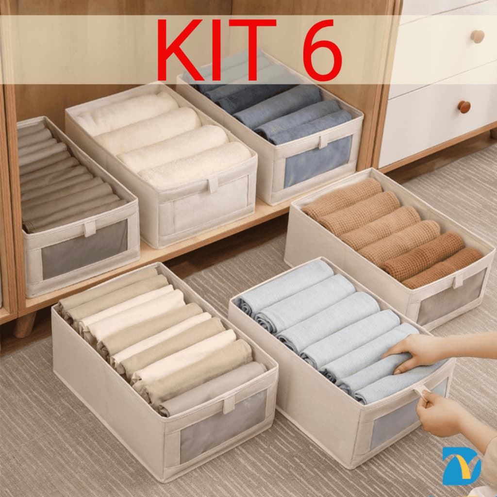 KIT 4/6 Organizador De Guarda-Roupa Dobrável Para Roupas E Calças Grande Dura Qualidade OG-23-ND