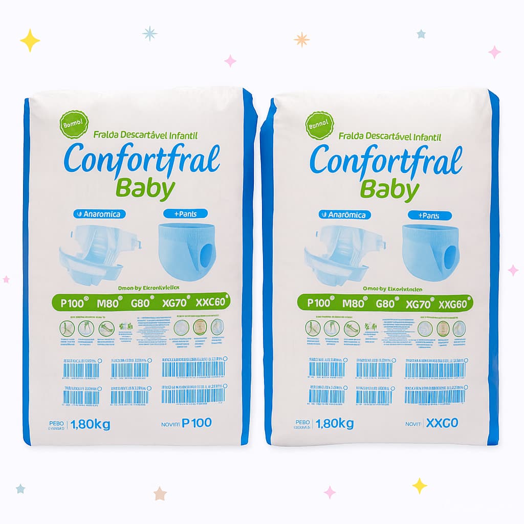 Kit 02 Pacotes Fralda Confortfral Baby Segunda Linha Atacado Pacotão Shortinho