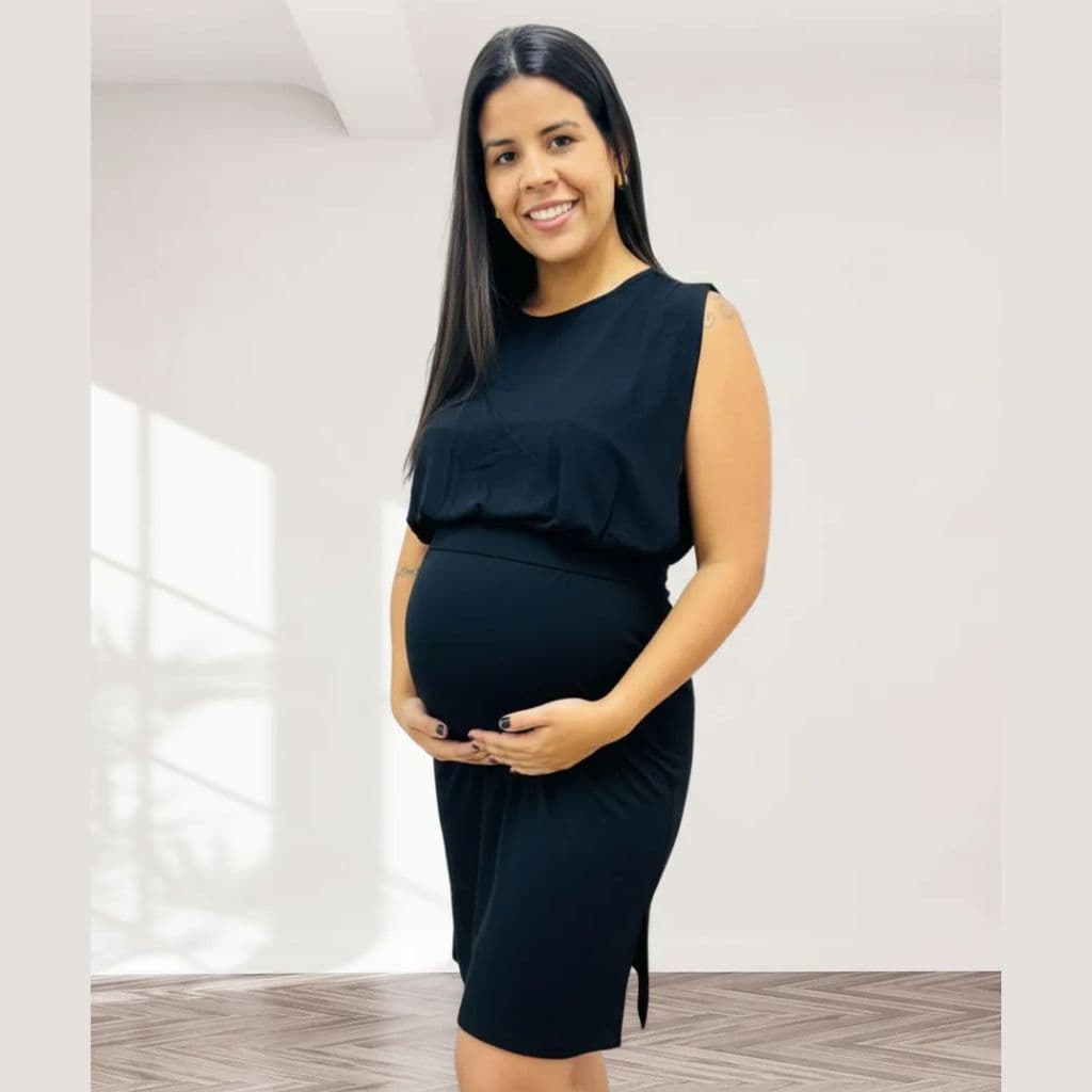 Vestido Midi Gestante De Amamentar
