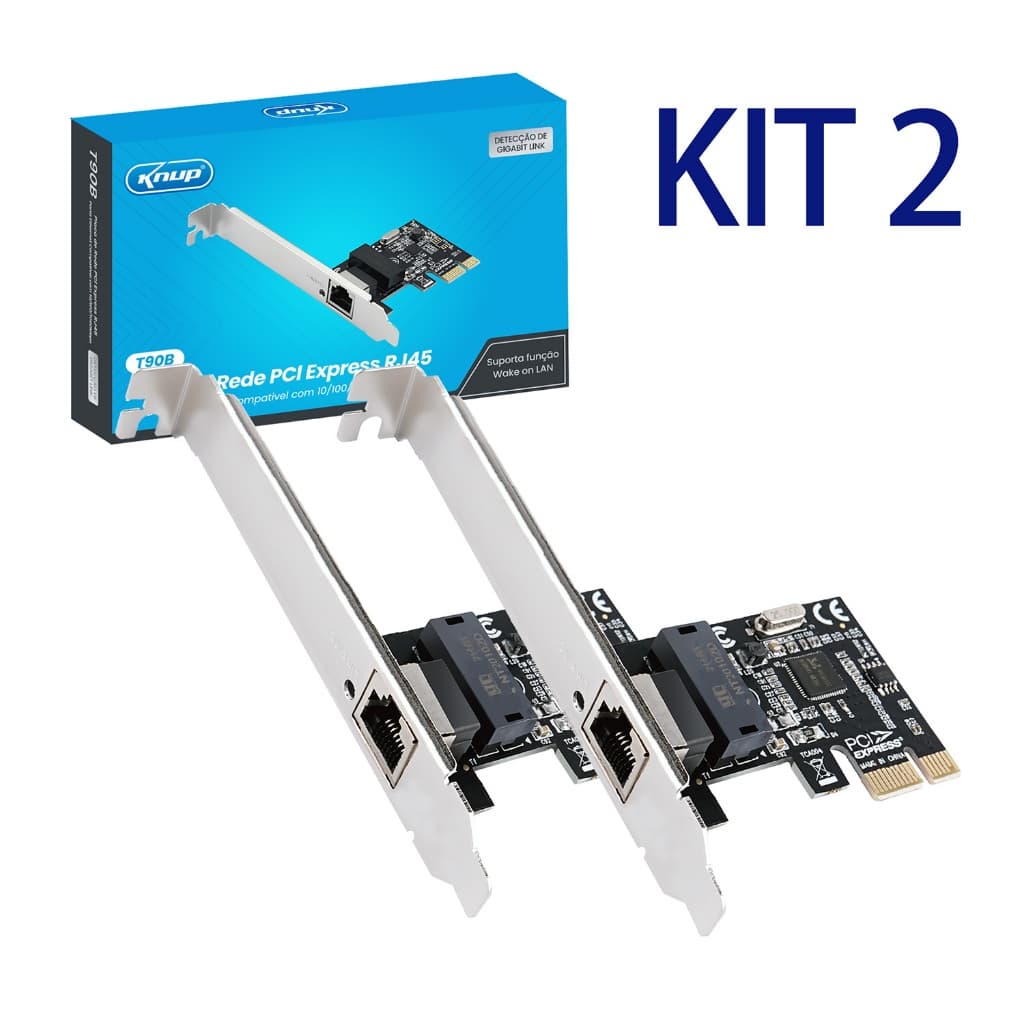 Placa de Rede Pcie Express para RJ45 GIGABIT 10/100/1000 Mbps com LED Indicador Plug In Play Knup