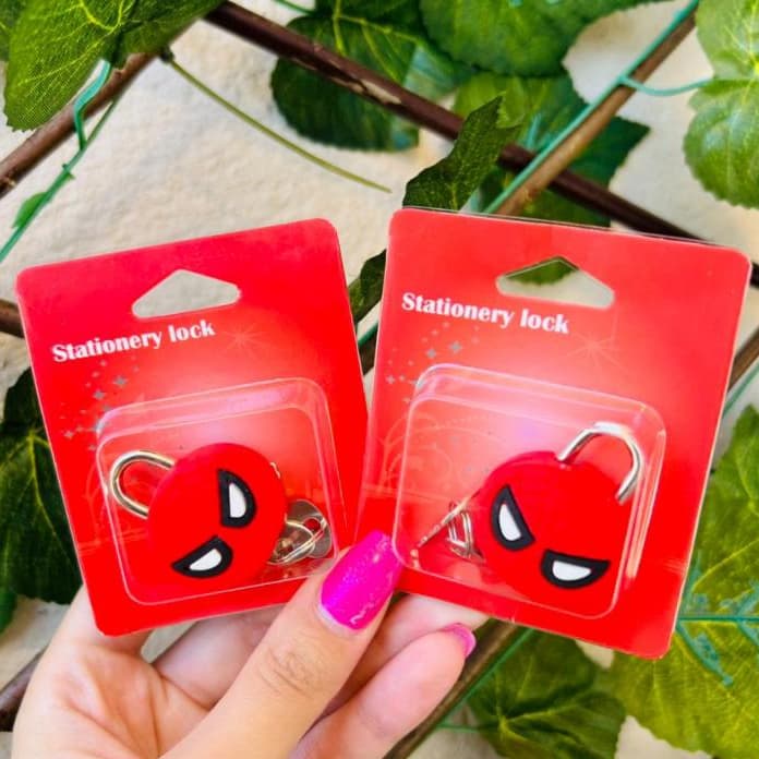 Cadeado Infantil Spider Man Chave Reserva Personagem Filme Homem Aranha Cadeadinho Presente Viagem