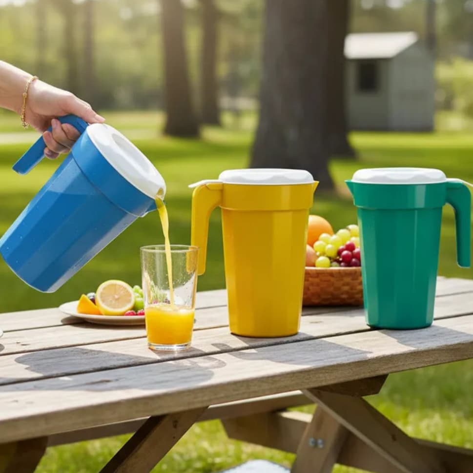 Kit 10 Jarras Plásticas 2L Com Tampa Branca Para Água e Suco