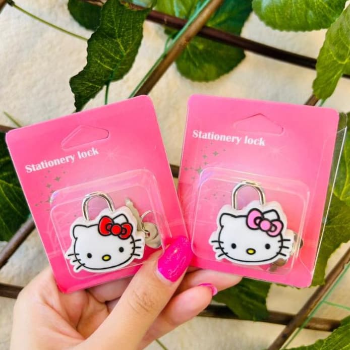 Cadeado Infantil Hello Kitty Chave Reserva Personagem Cadeadinho Presente Viagem Escola Bolsa