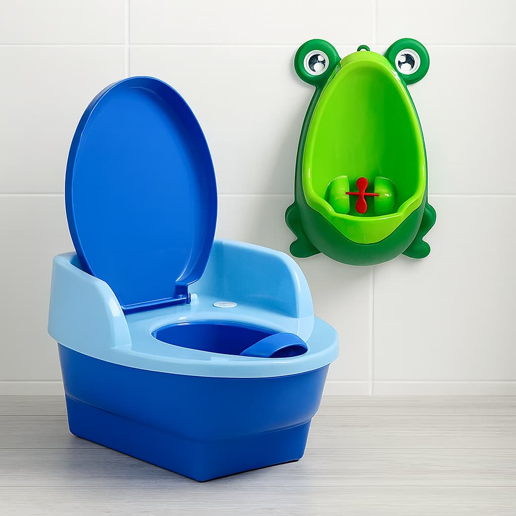 Troninho Pinico Musical Infantil Cores Educativas 3 Em 1 Com Redutor De Degrau + Mictório Infantil Sapinho Educativo