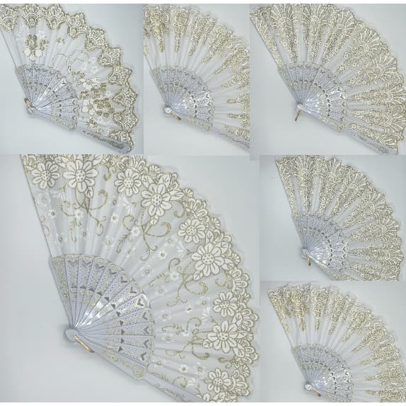 3/6/12 UNIDADE Leque com padrão de glitter para coleção de uso diário