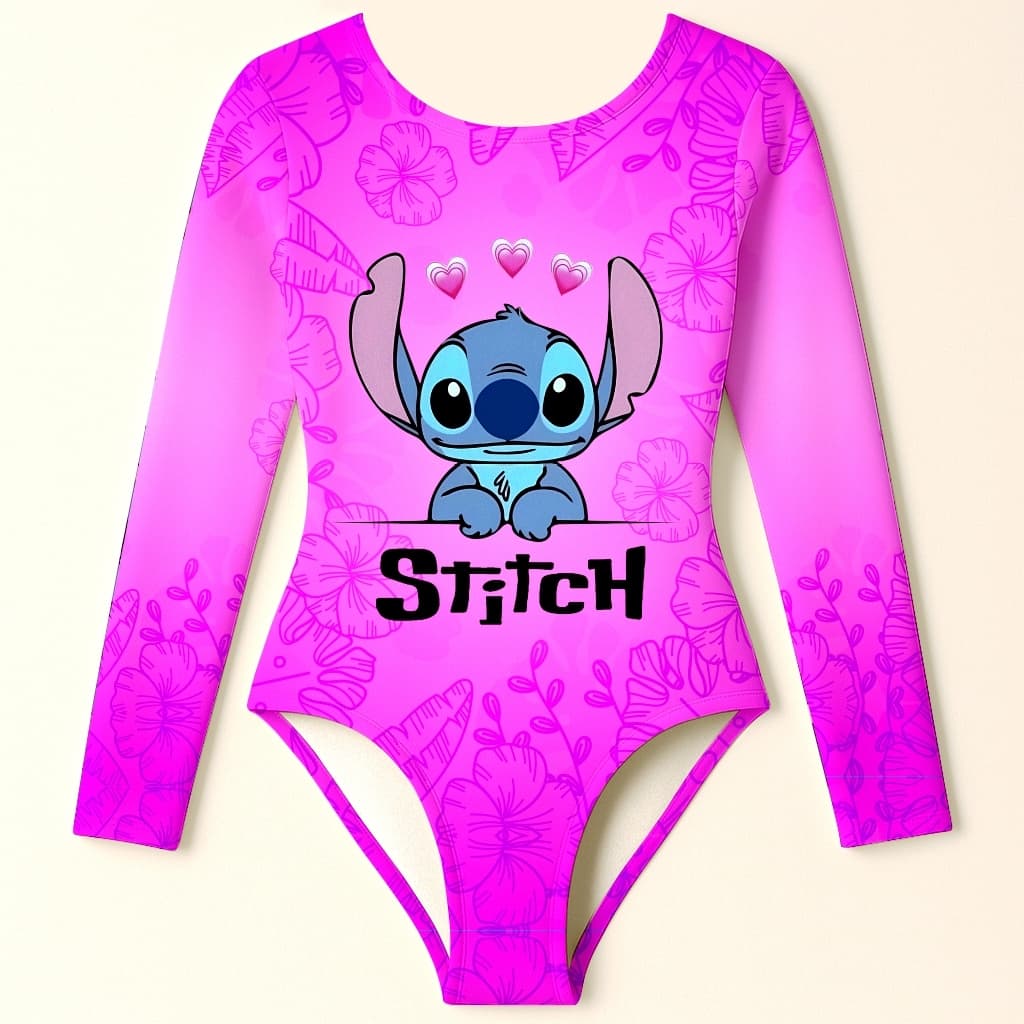 Maiô Infantil Menina Juvenil Manga Longa Proteção Solar UV50+ Roupa de Praia Banho Natação Estampado Desenhos Infantis