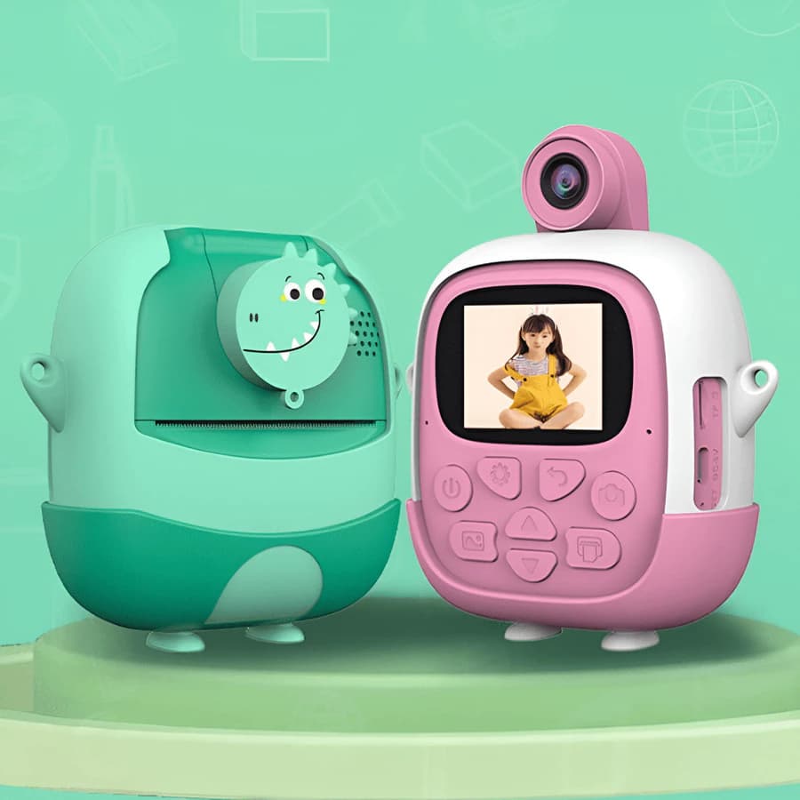 Câmera Instantânea para Crianças, 24MP, Rotação de 180°, Câmera Digital Recarregável e Impressão