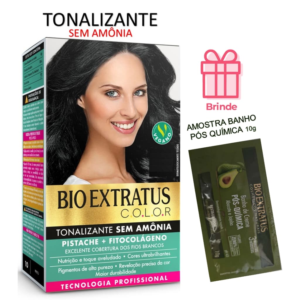 KIT TONALIZANTE SEM AMÔNIA BIO EXTRATUS + BRINDE 1 AMOSTRA DE HIDRATAÇÃO