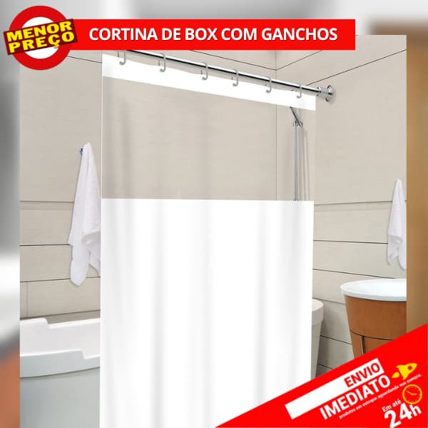 Cortina de Box Branca Visor c/ Gancho