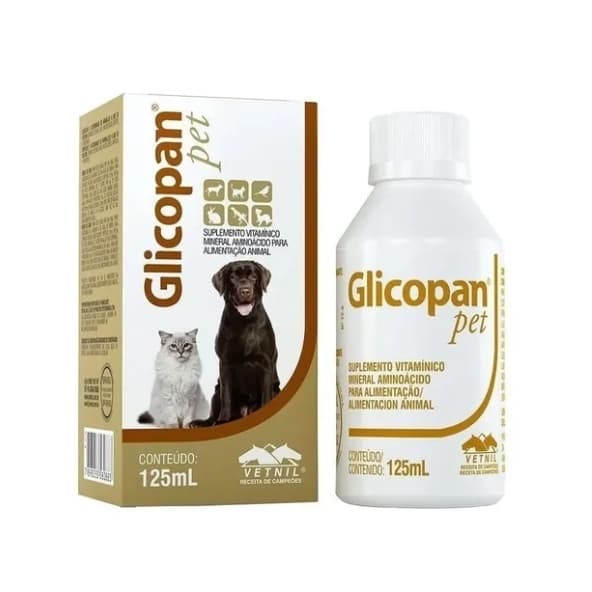 Glicopan Pet 125mL - Suplemento Vitamínico Para Cães, Gatos, Aves, Roedores, Répteis e Mustelídeos