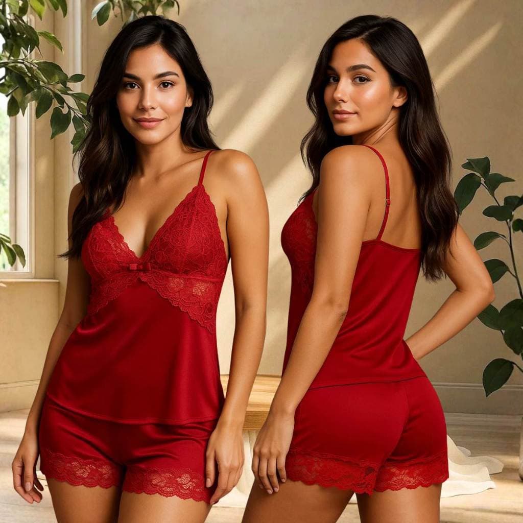 Baby Doll Pijama Renda Confortável Conjunto Short Doll Sem Bojo Sexy Sensual Roupa De Dormir