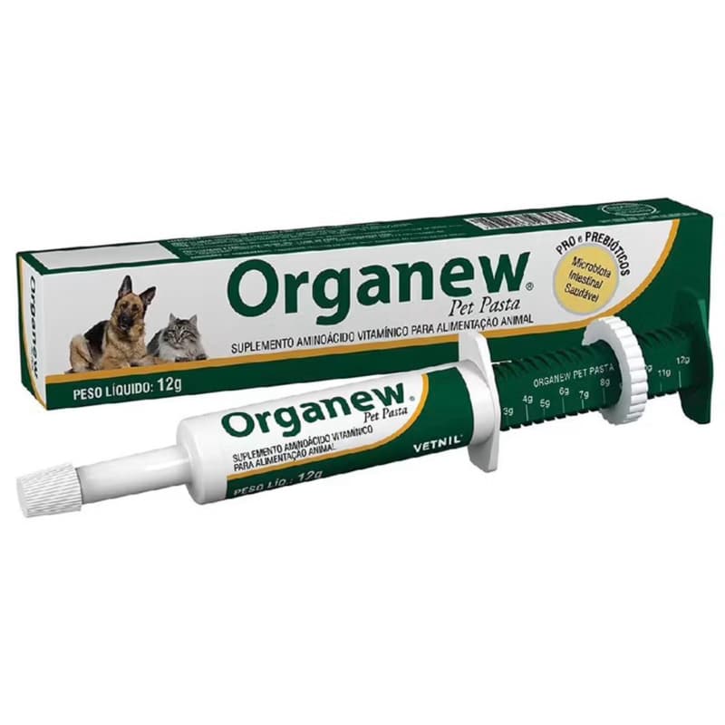Organew Pet Pasta 12g VETNIL Suplemento Vitamínico prebiótico e probiótico contra diarréias
