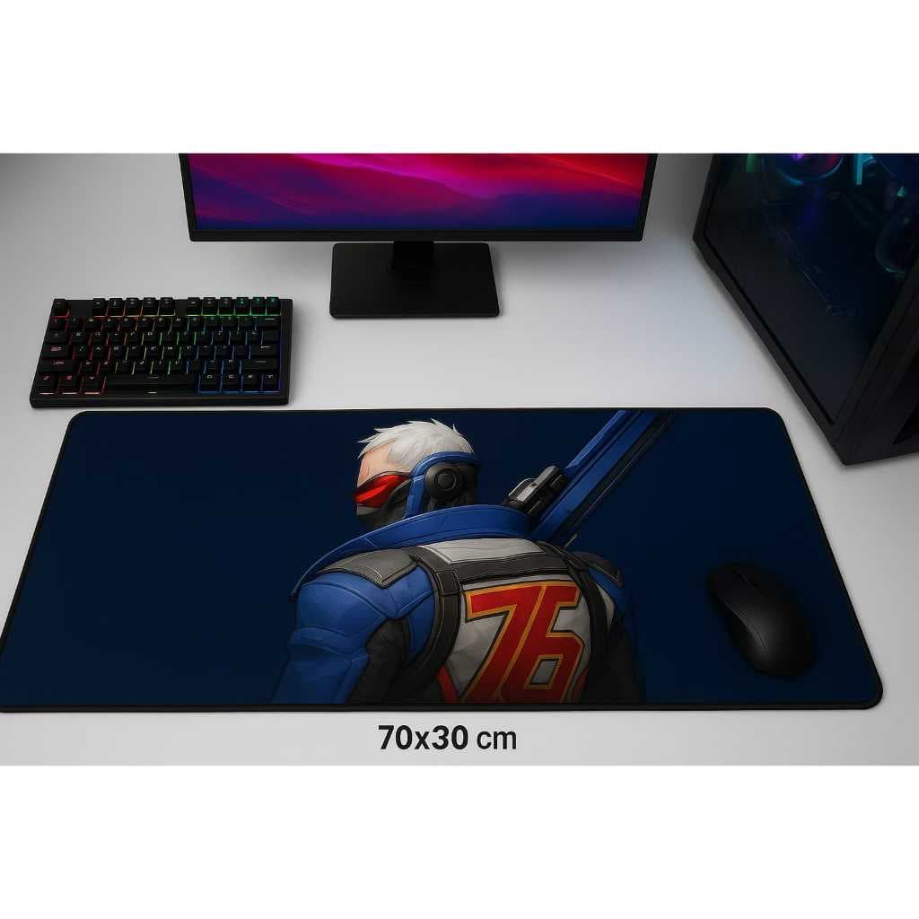 Mouse Pad Gamer Grande 70x30cm Antiderrapante Emborrachado Borda Costurada A Prova D´água heroi 76 owerwatch