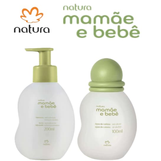 NATURA MAMÃE BEBÊ ÁGUA DE COLÔNIA SEM ALCOOL 100ml e LOÇÃO HIDRATANTE 200ML