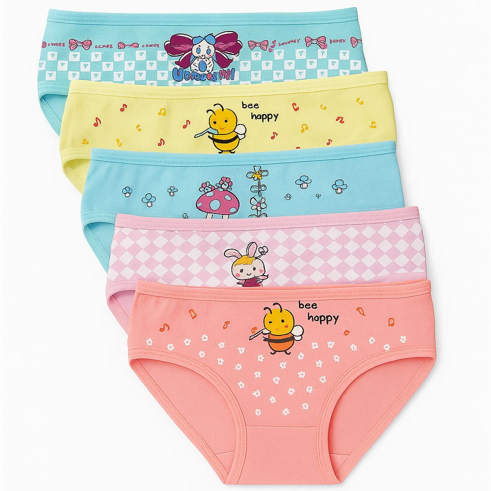 Kit Calcinhas Infantil Feminina Estampadas Confortável Algodão