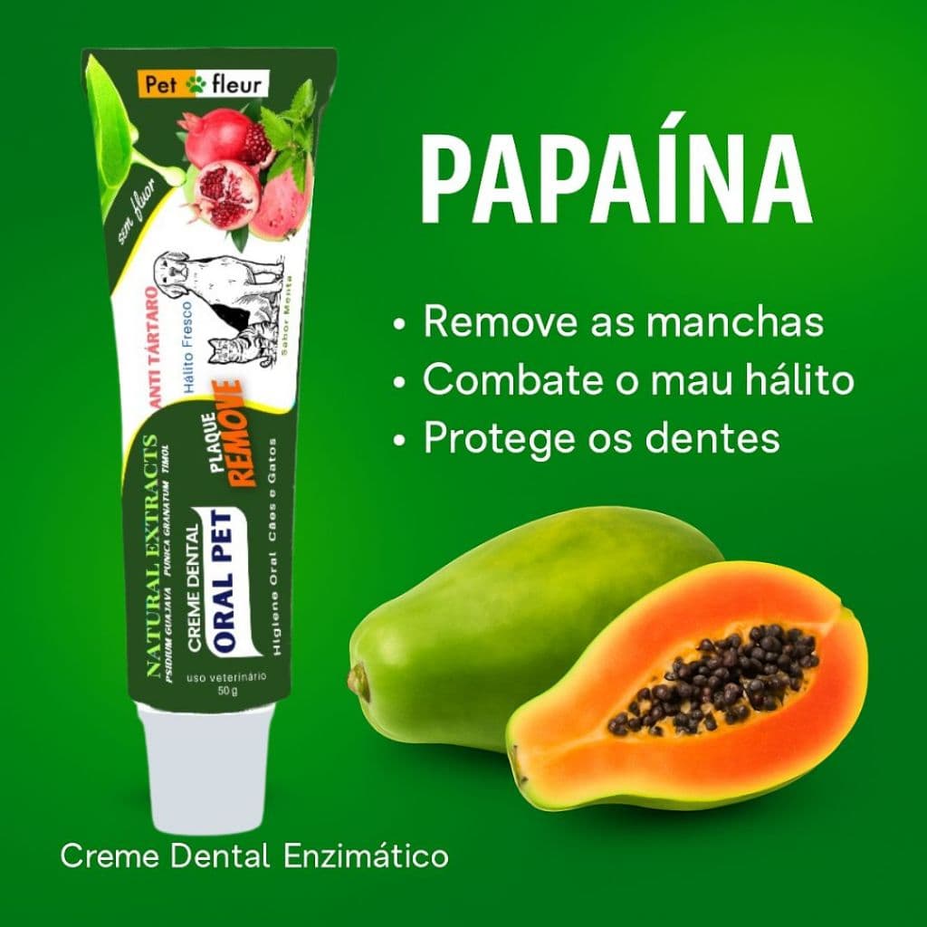 Creme Dental  Melhor Pasta de dente Cães Gatos AntiTartaro e Cáries  Enzimático 100% Natural  - Petfleur