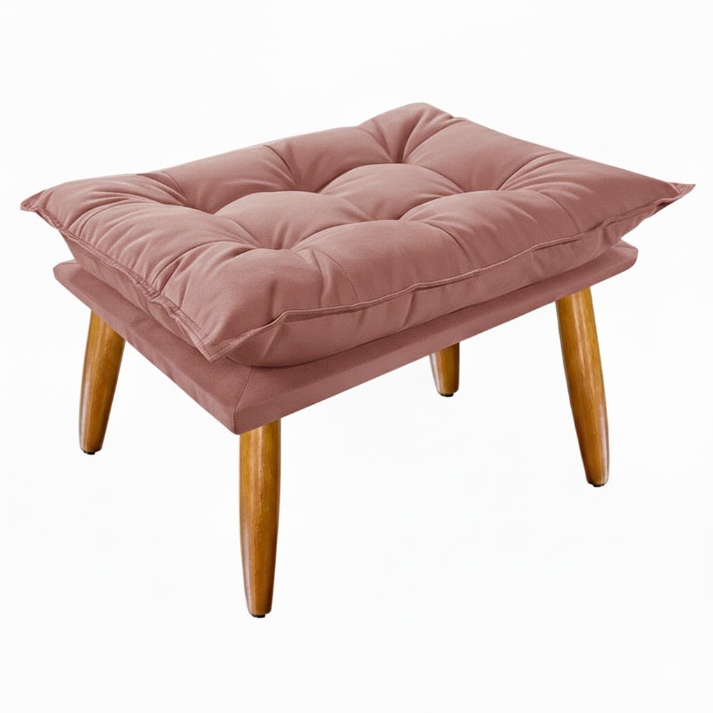 Puff Decorativo Opala Slim Tecido Suede Pés Retrô Várias Cores - Bela Móveis