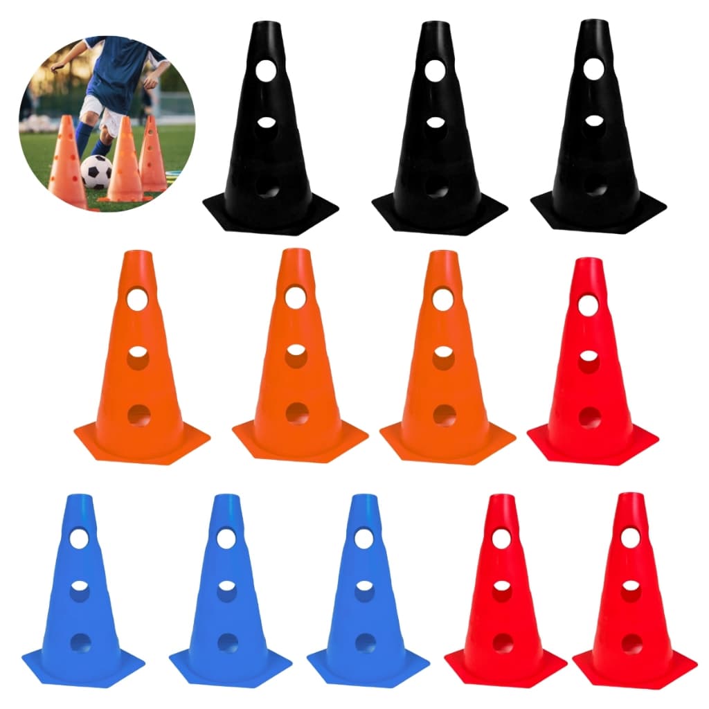 12x Mini Cone Sinalização Esportivo Furado Agilidade 23cm