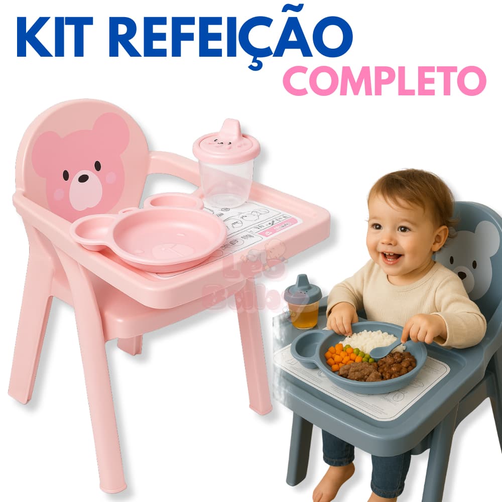 Poltrona Cadeirinha Infantil C/ Bandeja Mesinha de Alimentação Portatil Para Bebe Ursinhos