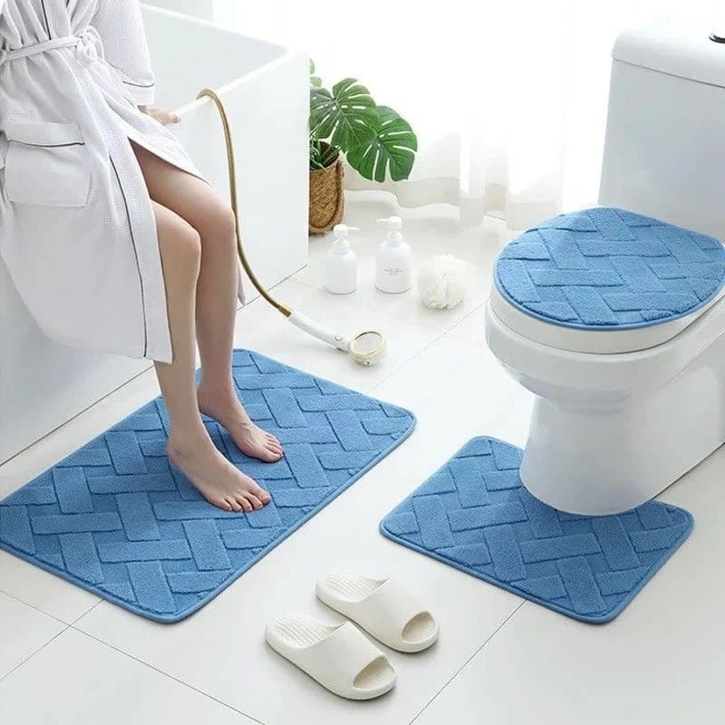 Jogo de Tapetes Banheiro 3 Peças Antiderrapante Box banheiro luxo，rade quadrada