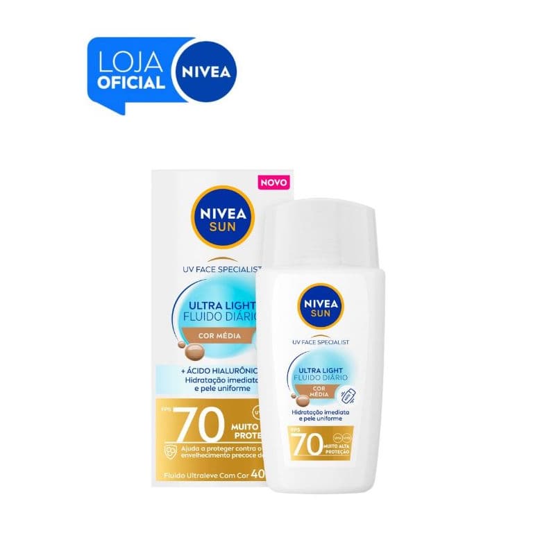 Protetor Solar Facial NIVEA Sun FPS 70 Média 40ml – Alta Proteção e Hidratação BBB 26