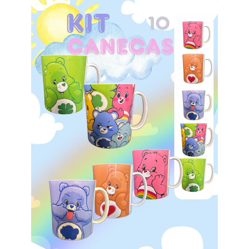 Kit 6/10/20 canecas ursos carinhosos aniversário lembranças chás revenda atacado varejo