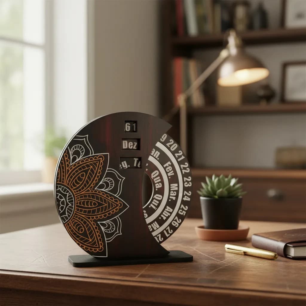 Calendário De Mesa Decorativo Permanente Preto