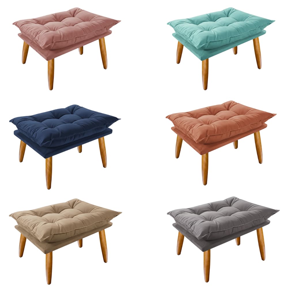 Puff  Opala Slim Suede Pés Palito Decorativo - Bela Móveis