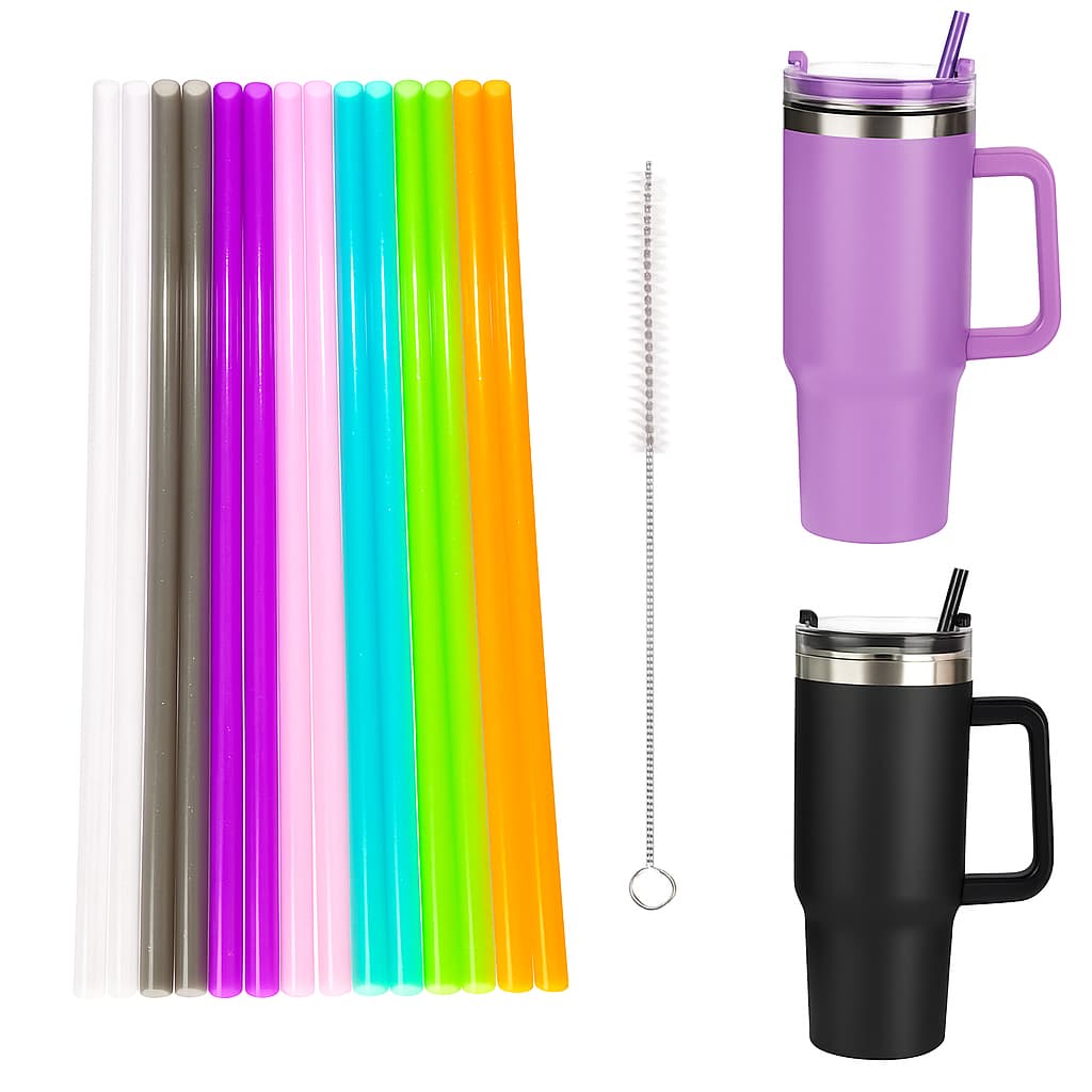 Canudo para copo 1200ml com escova com diversas cores e 30cm de tamanho