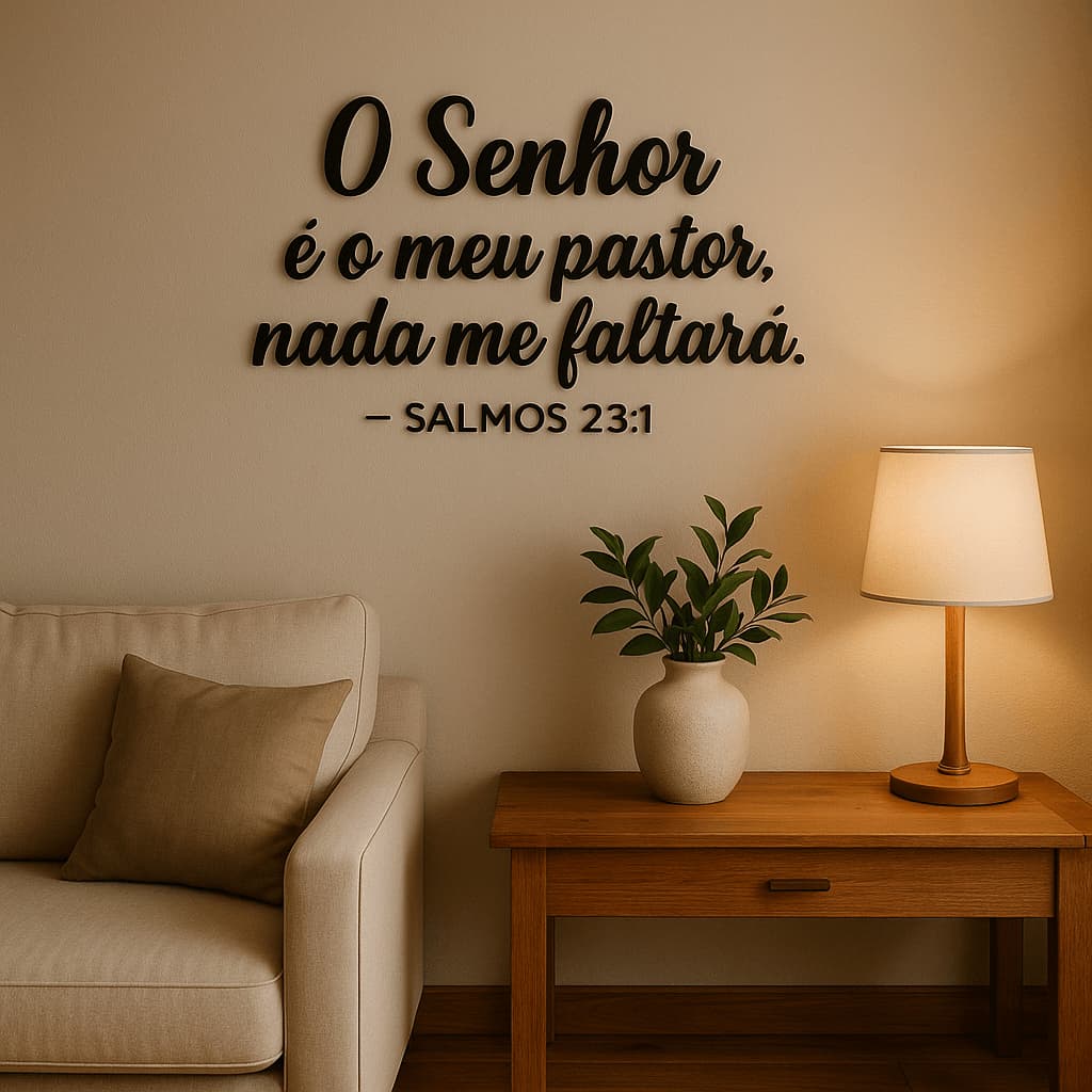Frase Bíblica Decorativa em MDF 3mm Preto ou Branco