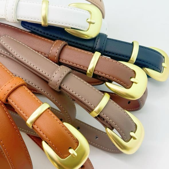 Cinto de Couro Feminino Estilo Preppy GLEEBUY para Meninas, Fivela Meia Oval Fivela de Liga