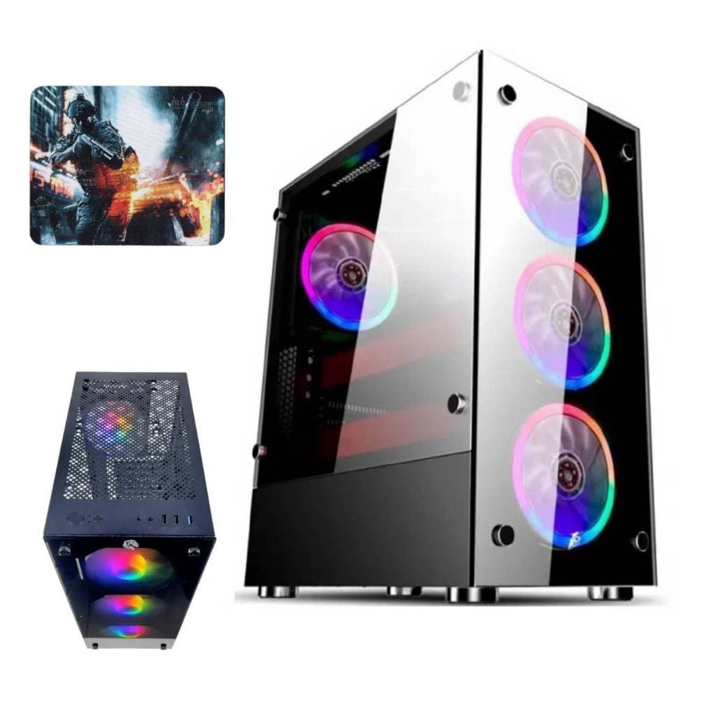 Gabinete Gamer Com 4 Fans Led RGB Com Filtro de Poeira Removível ATX/Micro-ATX/ITX + MOUSEPAD