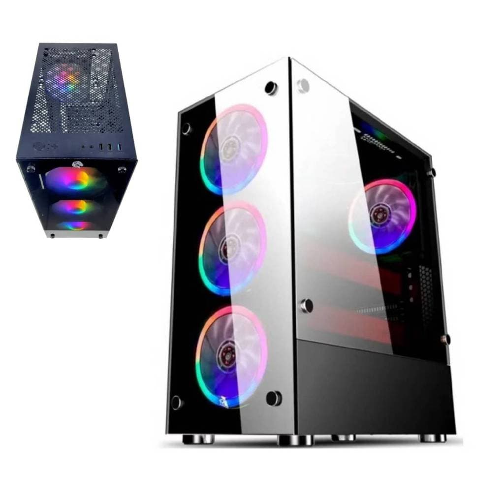 Gabinete Pc Gamer Com 4 Fans Rgb Led Vidro Temperado Filtro Anti-Poeira - 1729