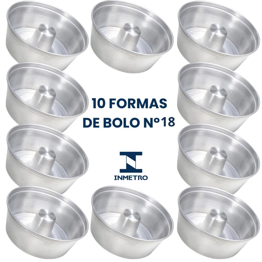 Forma de Bolo Caseiro 18cm – Alumínio Resistente com Furo Central