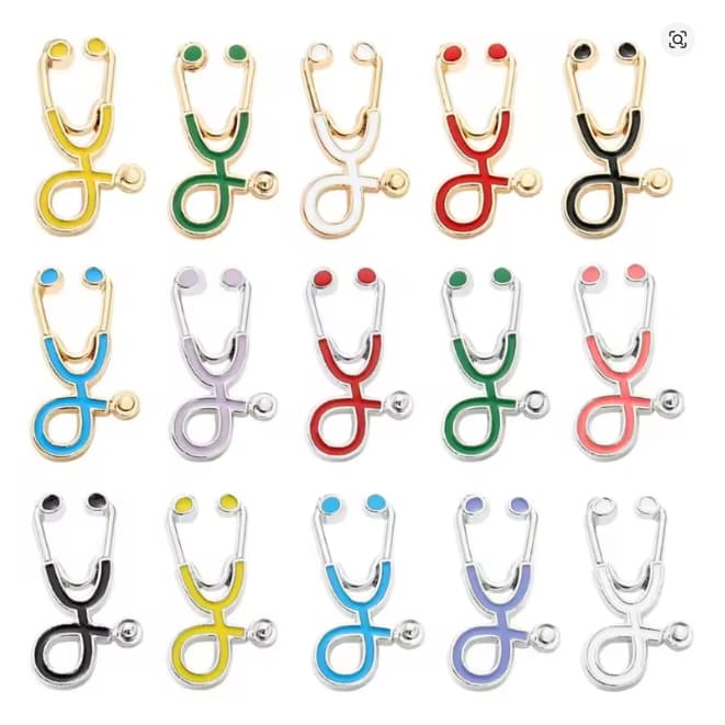 Pin Medicina Estetoscópio de Metal Médico Botton Enfermagem Estudante Broche