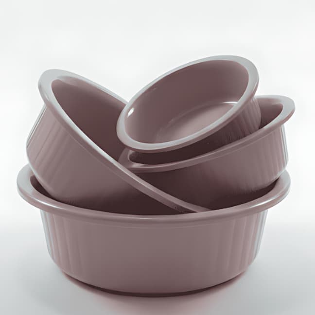 Kit Com 4 Bacias Rosa Tamanhos Variados Plástico Resistente