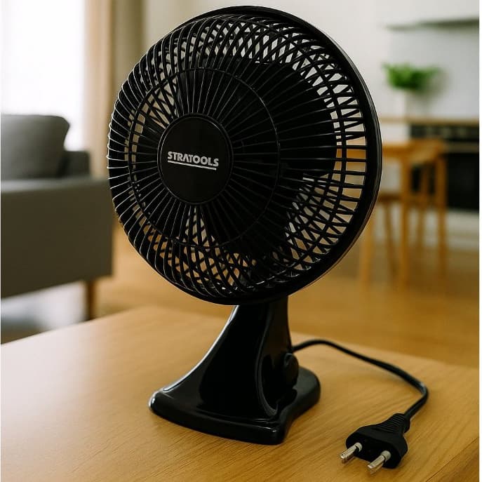Ventilador de Mesa Turbo 2 Velocidades 25W Portátil Silencioso com Oscilação 20cm