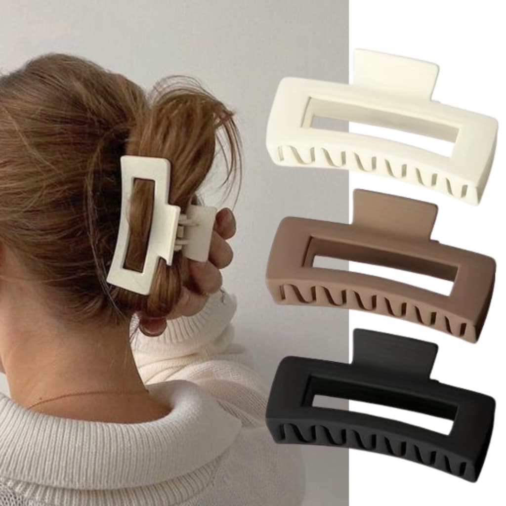 Kit 1/2/3 Piranhas Prendedor de Cabelo Grande Tons Neutros - Presilha Forte e Resistente