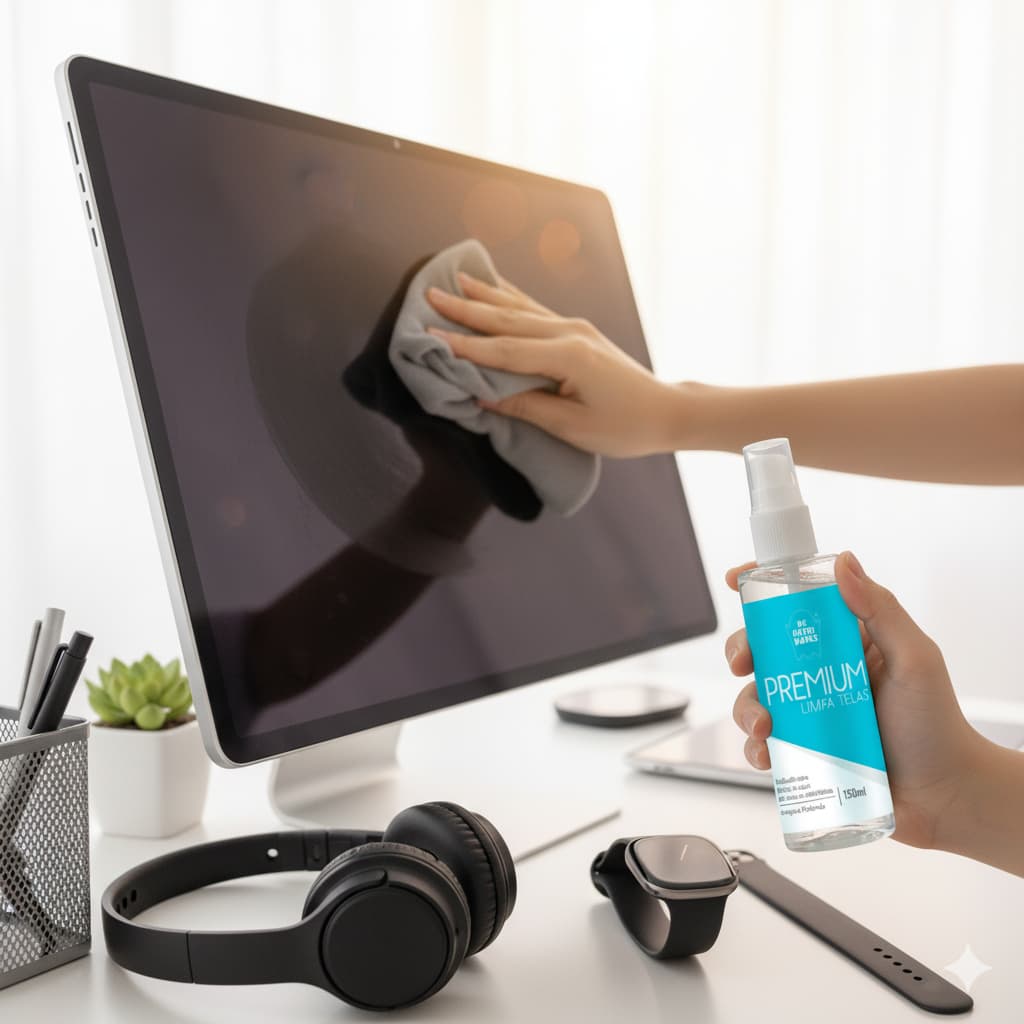 Kit 3 Limpa Telas 150ml com Pano Microfibra e Álcool Isopropílico para TV Celular Notebook