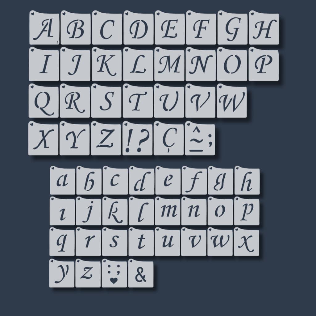 Kit 57 Stencil Moldes Alfabeto Abecedário Letras para Tecido Pano Pintura Artesanato MDF Infantil
