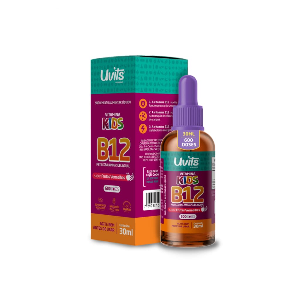 Vitamina B12 Kids Liquida Sublingual 30ml - Uvits