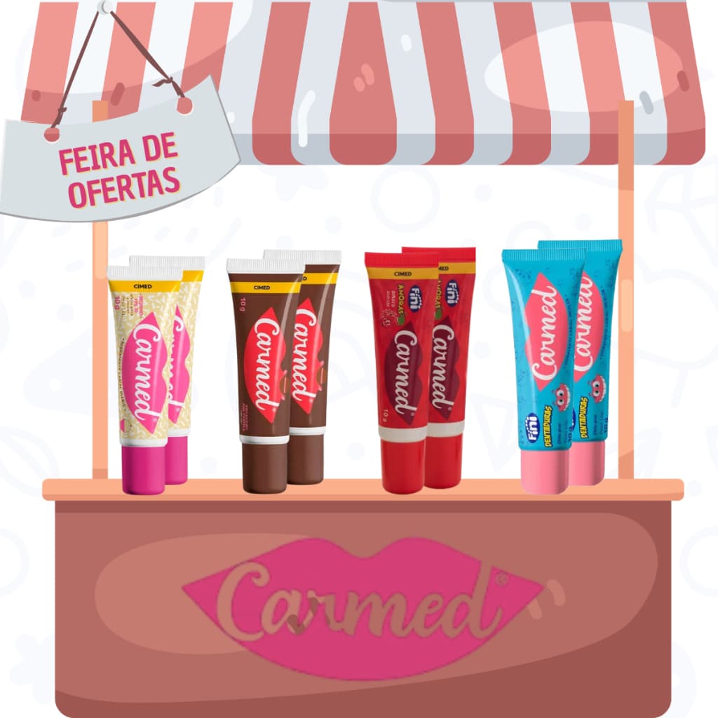 Carmed Hidratante Protetor Labial Todos os Sabores Beijinho Brigadeiro Amora Dentadura 10g