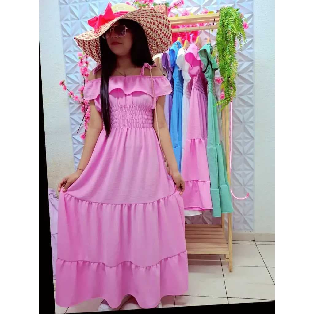 Vestido longo juvenil  Tres  Marias Duna Alcinha com Manga