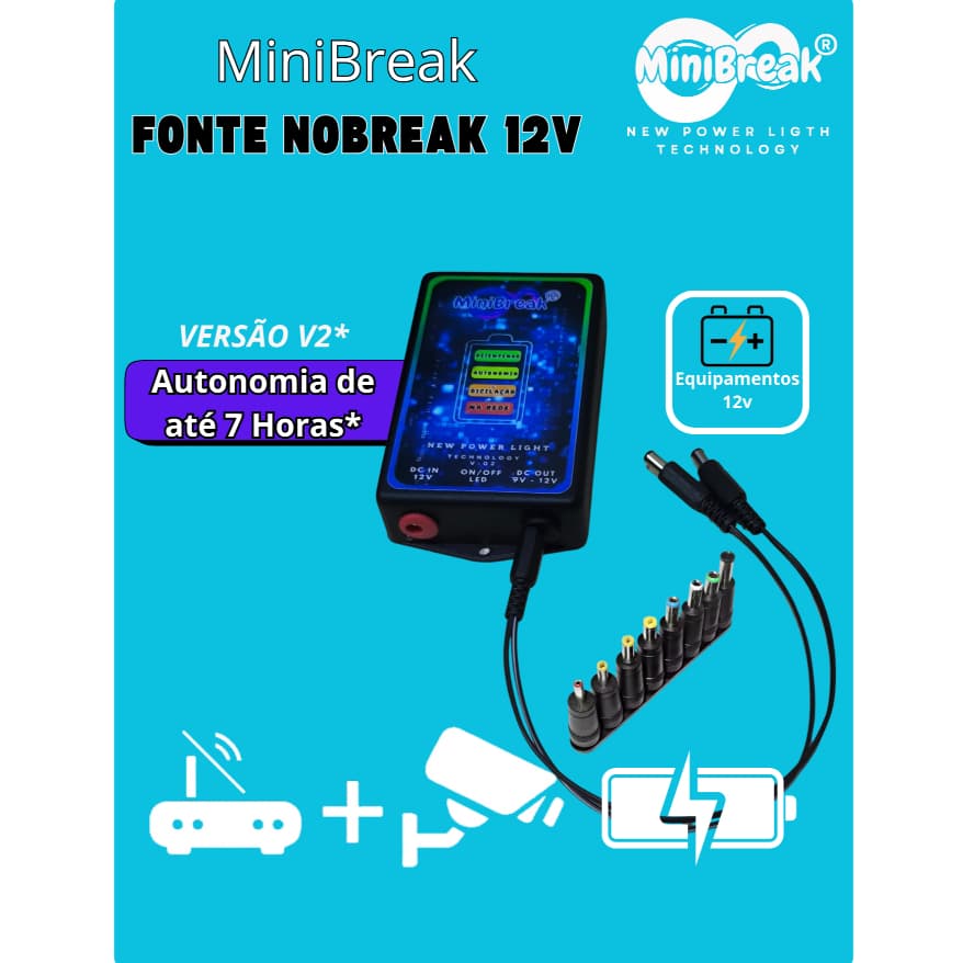Mini Nobreak 12v 12w-1,5a  9600MaH Mini Ups Para Roteador, Câmera E+ Display na Lateral 🔋