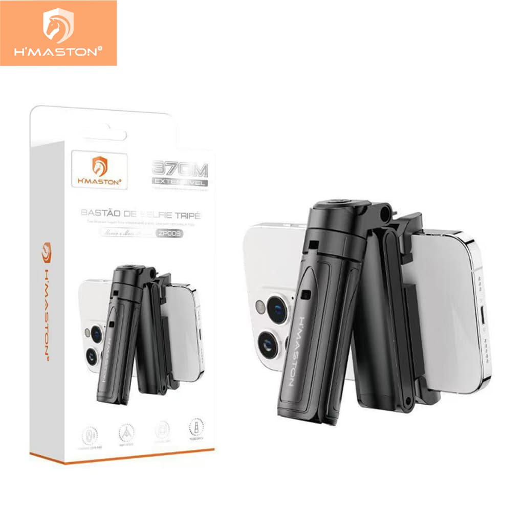 H'maston ZP009 Bastão de Selfie Portátil com Suporte Dobrável Ajuste Flexível e Altura Extensível