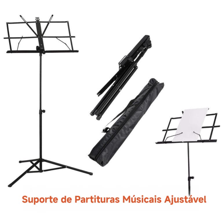 Estante De Partitura Suporte Pedestal Musical Maestro  Com Bolsa Bag Tripé Resistente Ajuste De Altura Cavalete Ferro