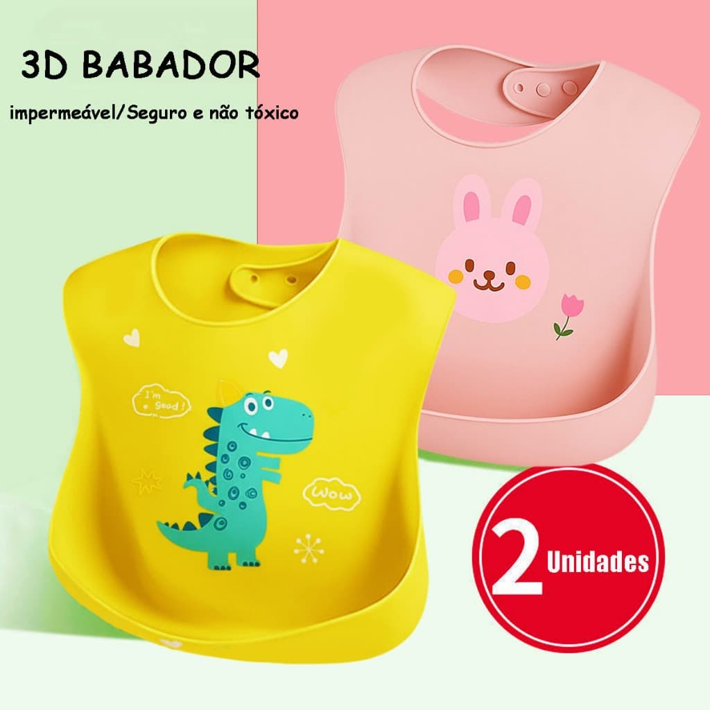 Babador De Silicone Impermeável Para Bebê Fácil De Limpar Pega Migalhas Infantil Menina/Menino