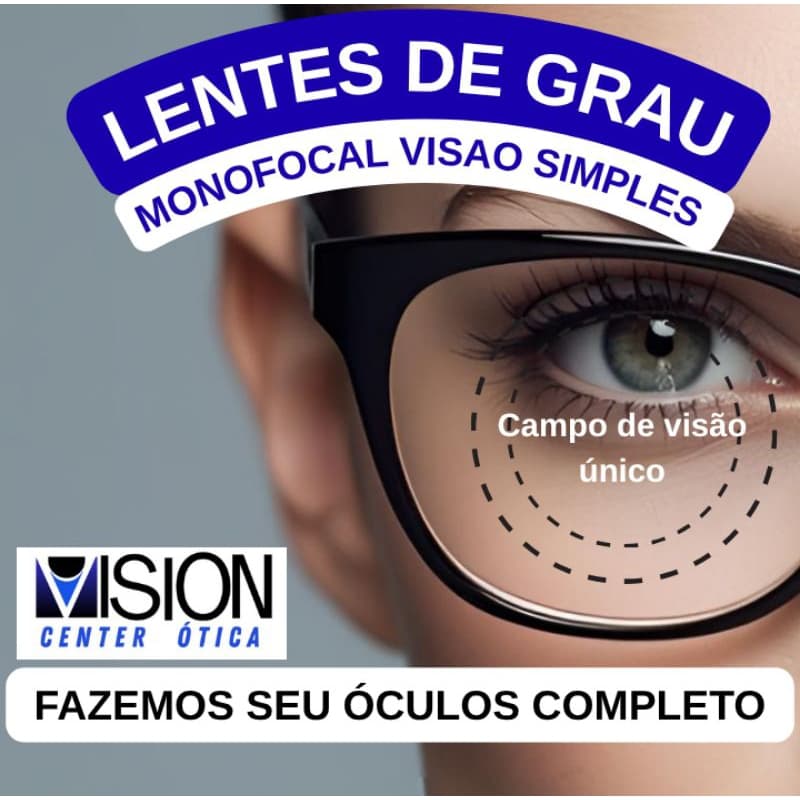 Lente para óculos de grau Visão Simples. Miopia, Hipermetropia e Astigmatismo.