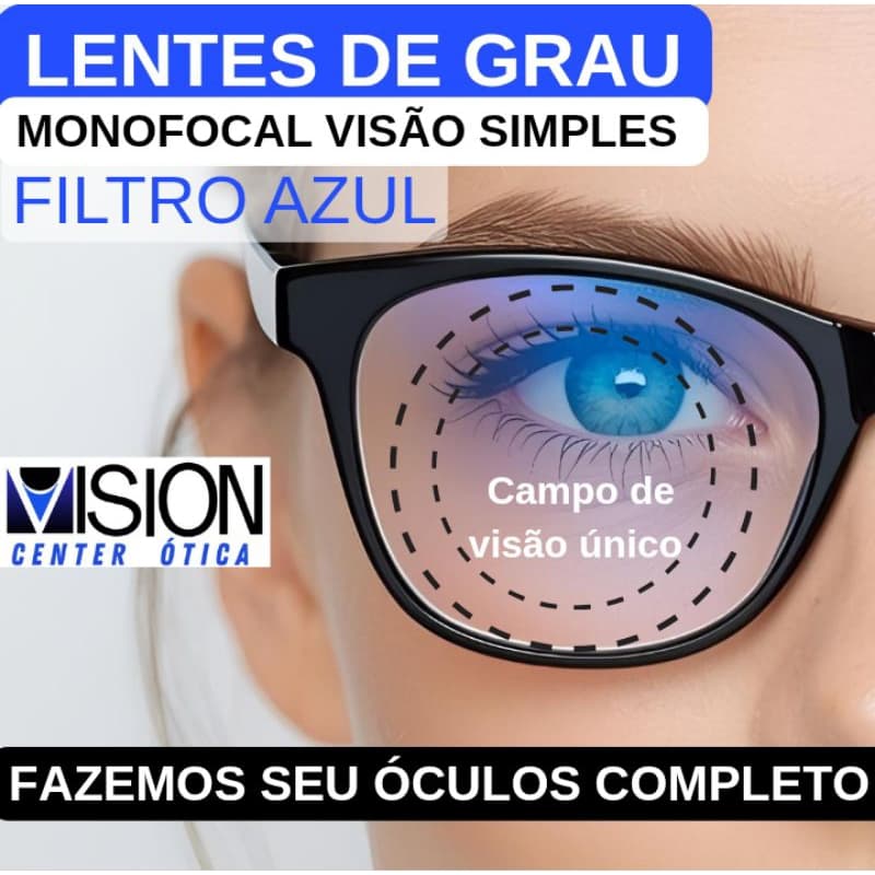 Lente Visão Simples para óculos de grau BLUE com filtro azul. Miopia, Hipermetropia e Astigmatismo.